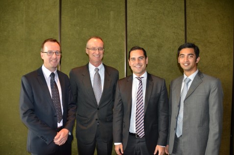 David Shoebridge MLC, David Buchanan SC, Alex Greenwich MP and Indraveer Chatterjee at last week's fundraiser. Source: NSW Greens