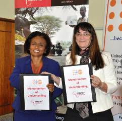 Amref Health Africa’s director-general, Teguest Guerma, and Laura Laski, chief of sexual and reproductive health at UNFPA (Photo courtesy of Amref)